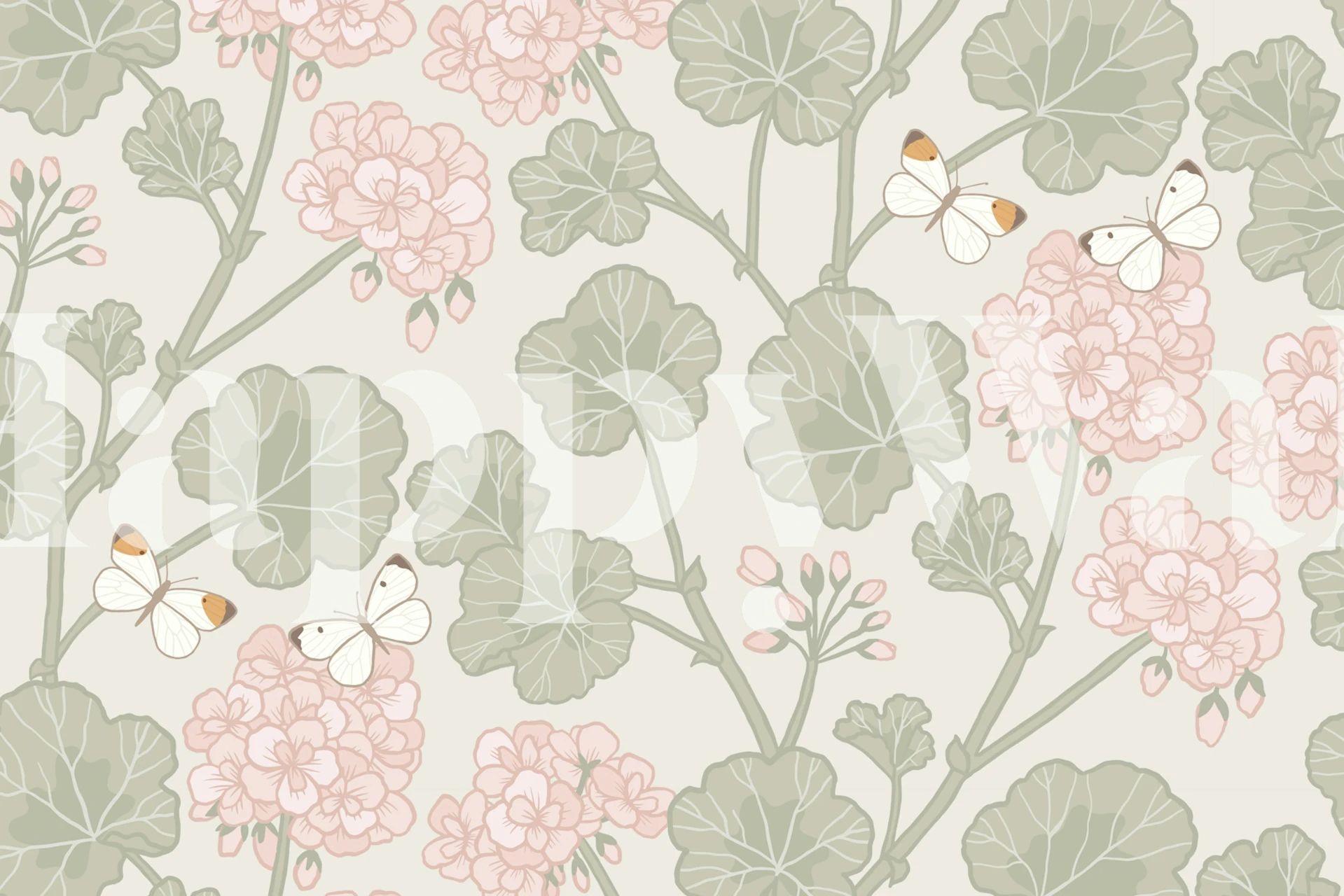 Tapeta kwiatowa Jenni Green Pink w pokoju