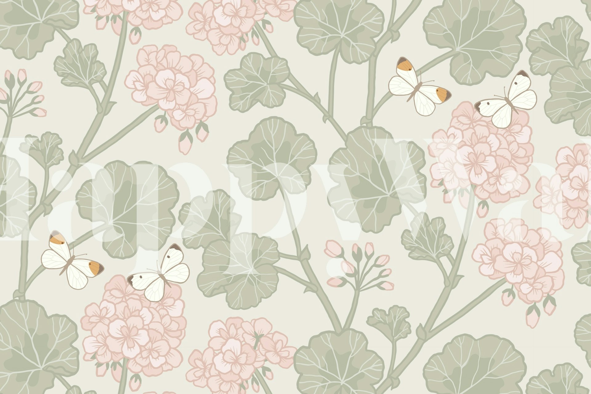 Tapeta kwiatowa Jenni Green Pink w pokoju