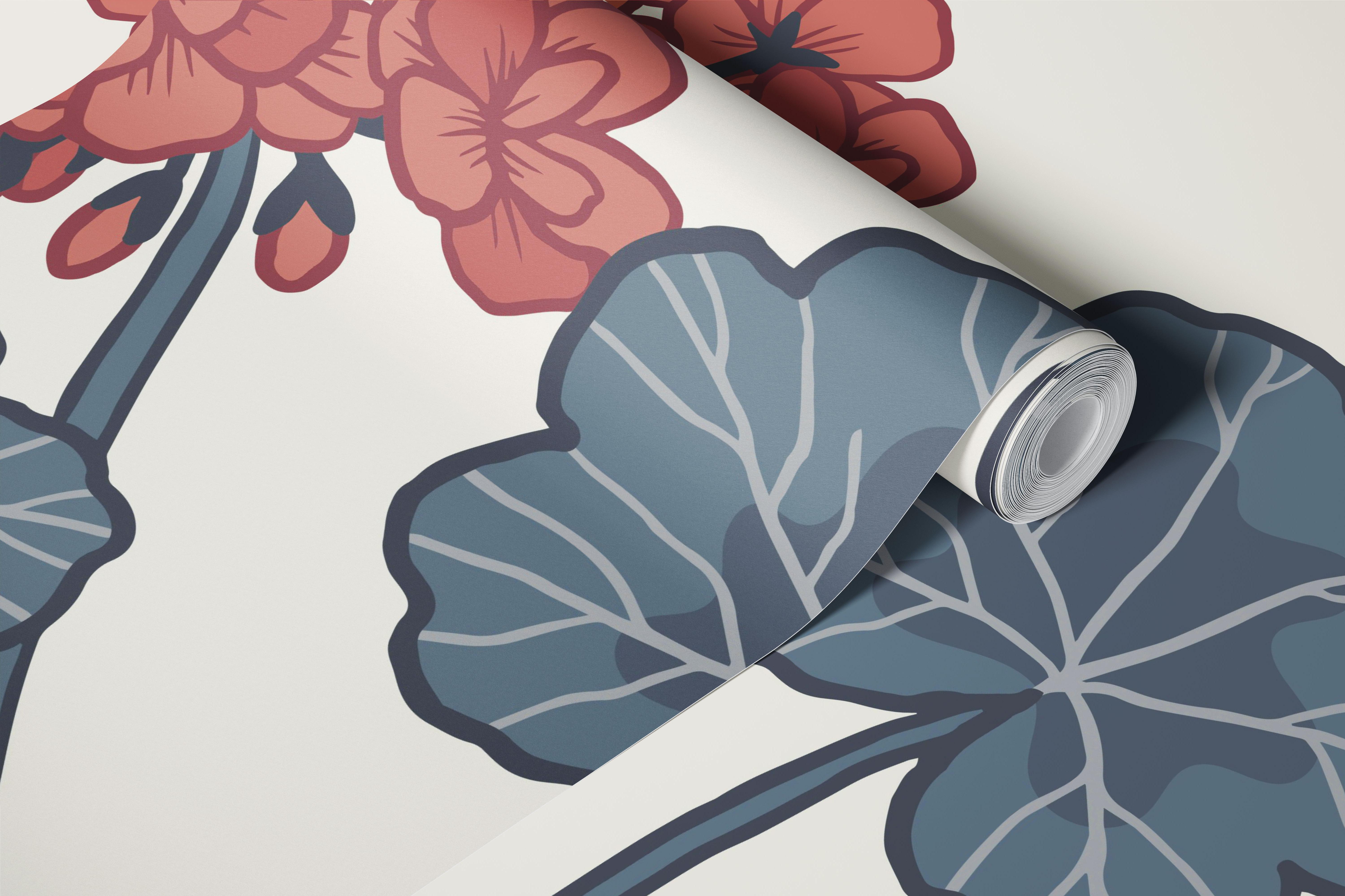 Floral Jenni Blue Red wallpaper in a room