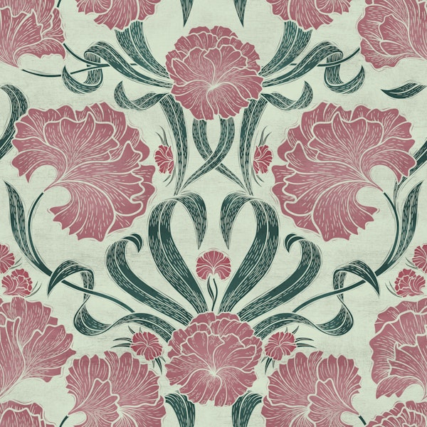 Antique Botanical - Blush on sage large