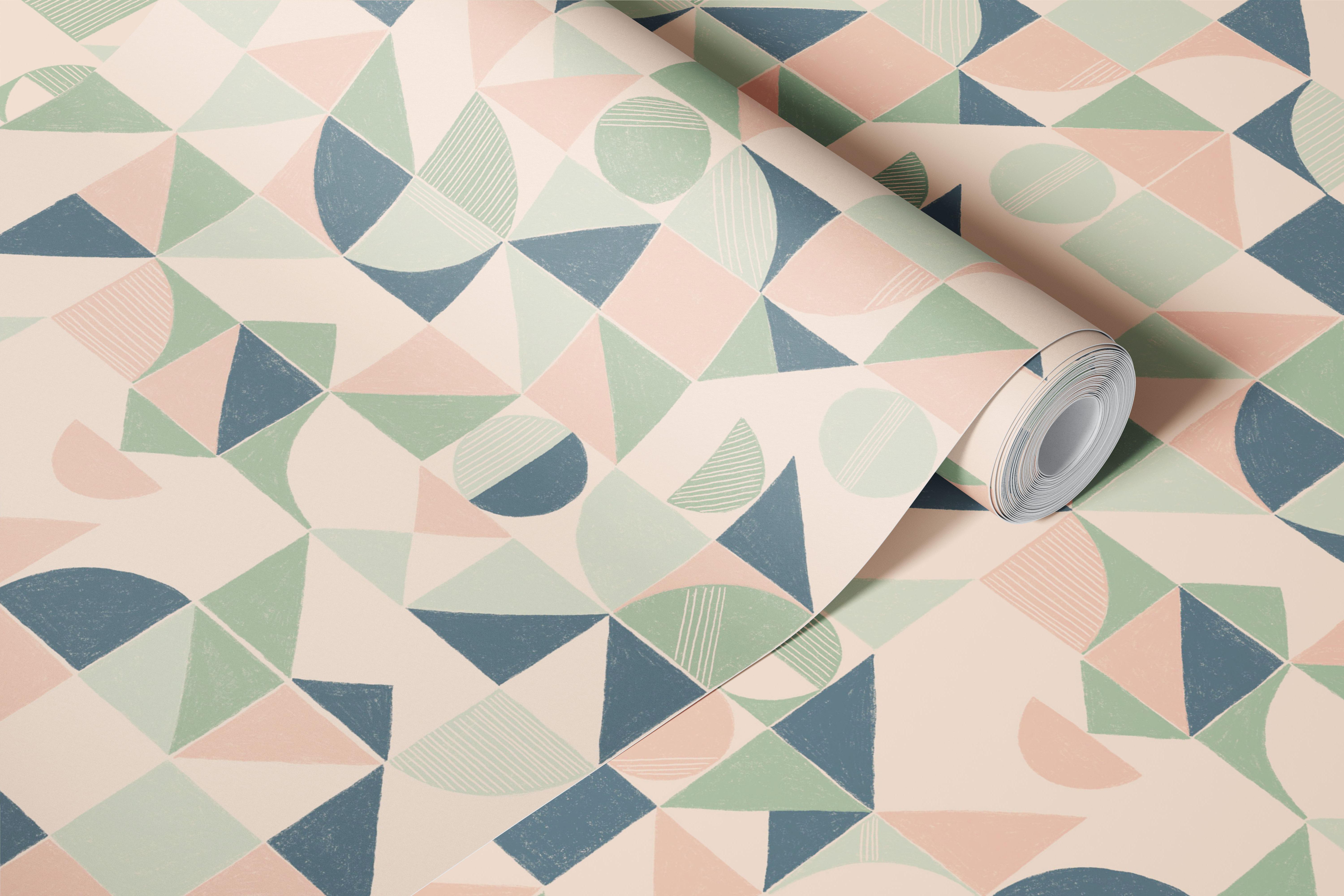 Geometric shapes in muted pastel colors wallpaper