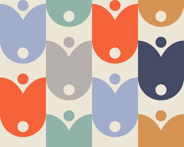 Geometric Evergreen Abstract Flowers