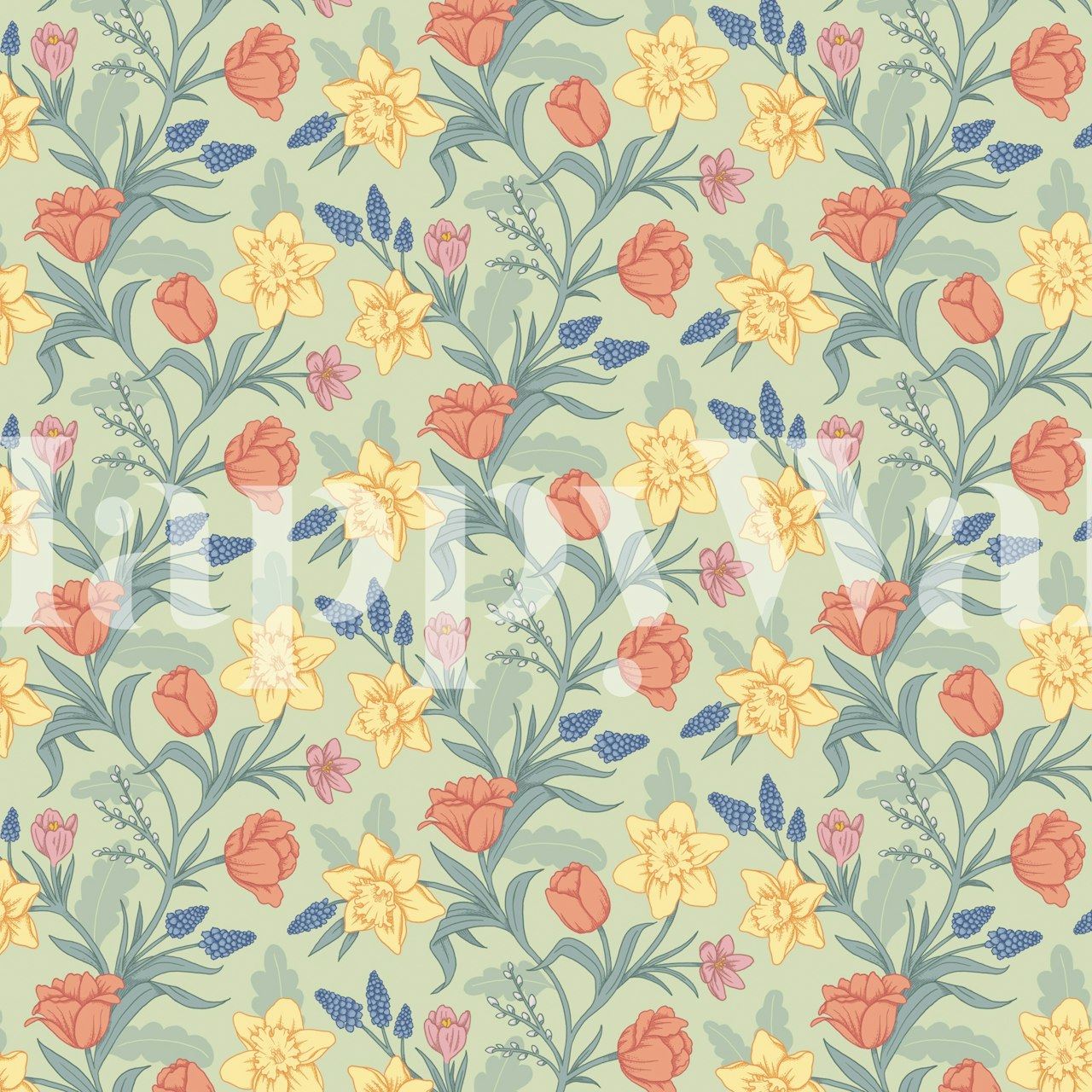 Spring Flower Fantasy behang in een kamer