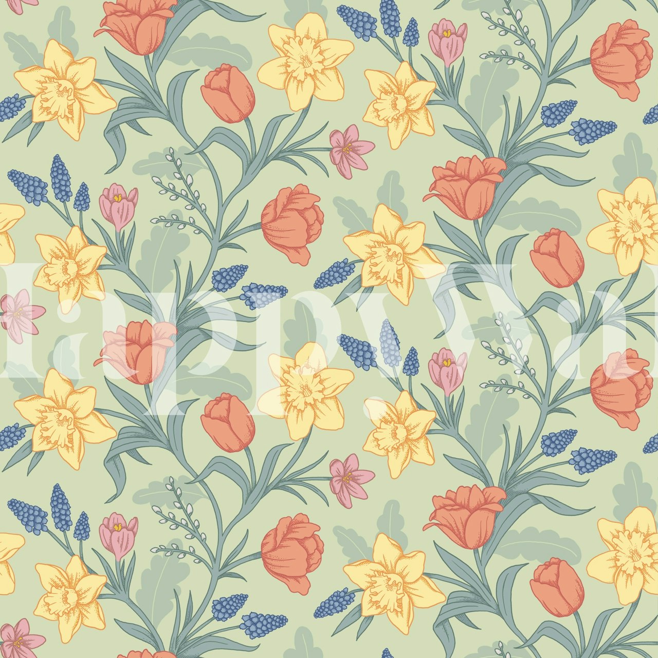 Floral Wanddesign in einem hellen Raum