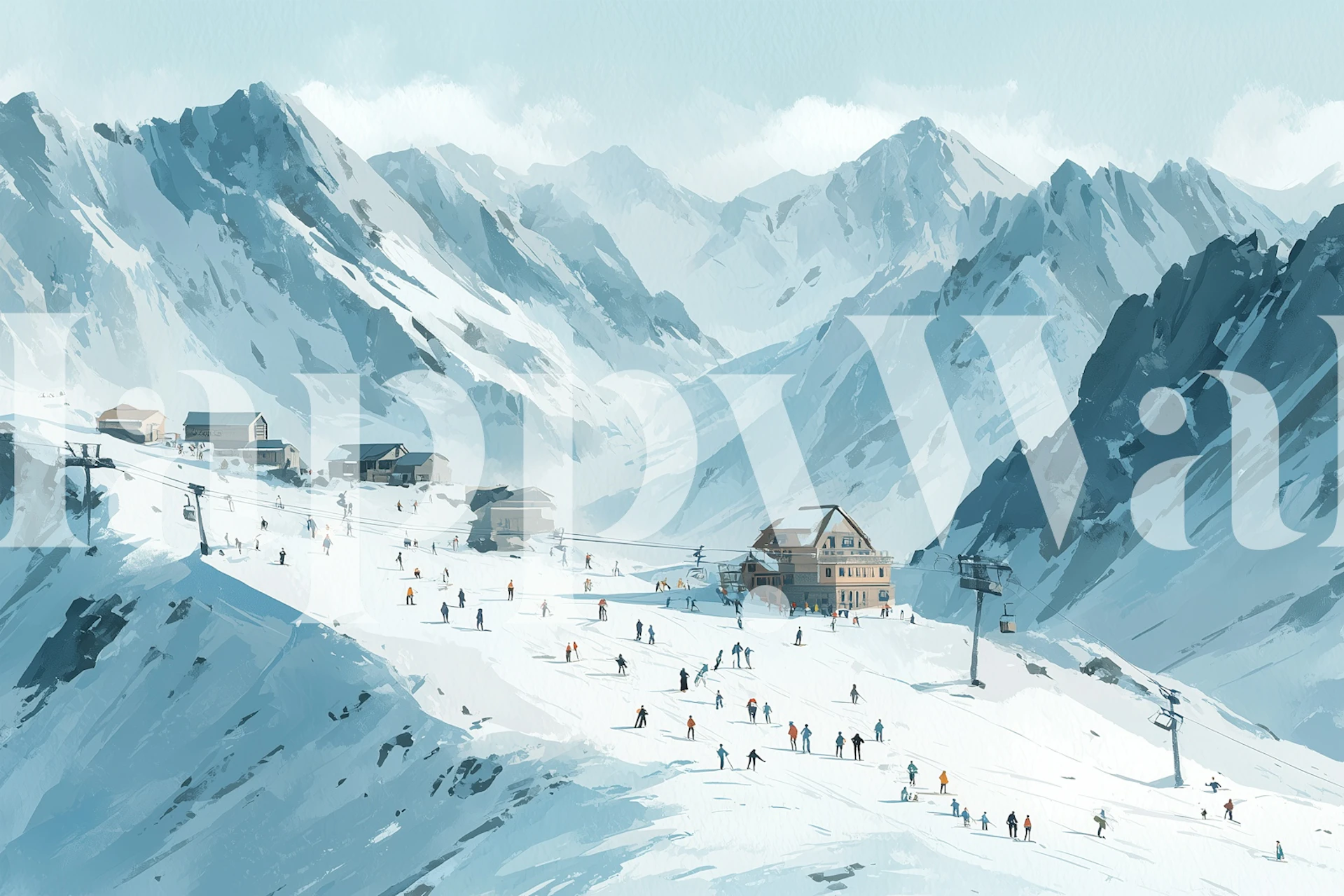 Papier peint Mountain ski resort dans une chambre