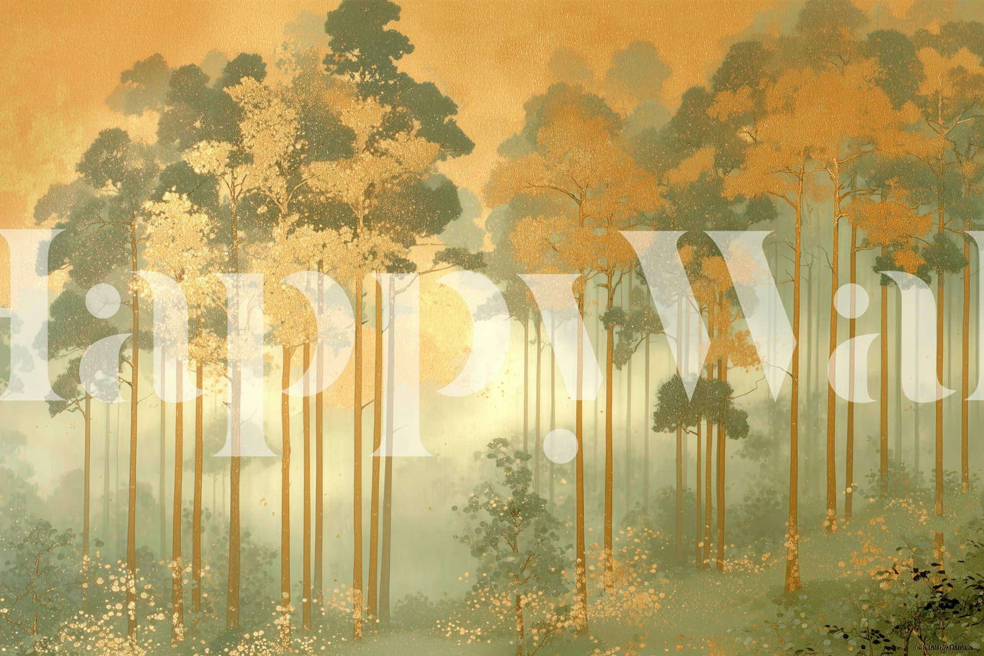 Tapeta Golden Forest Dawn w pokoju