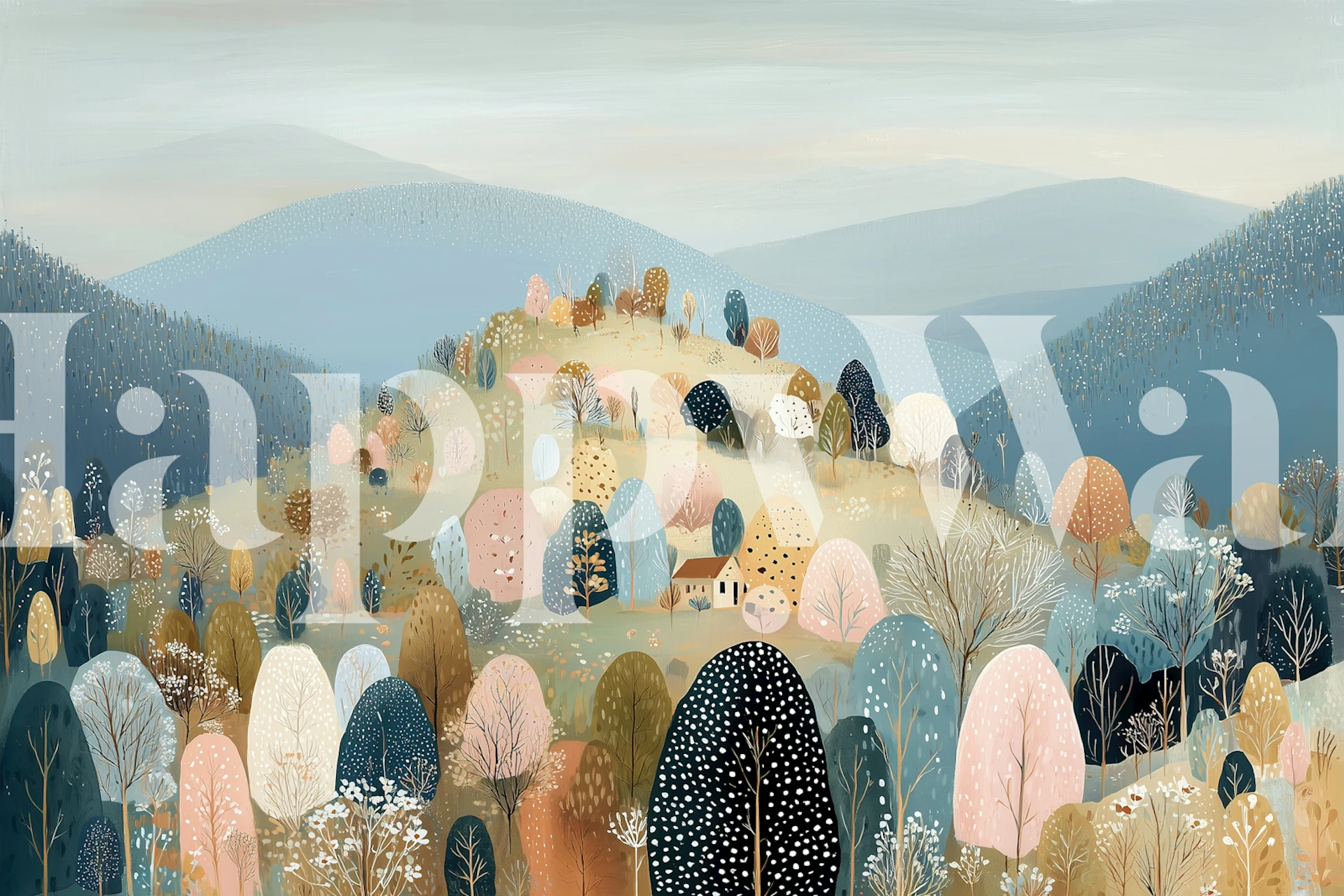 Tranquil Mountain Forest behang in een gezellige kamer