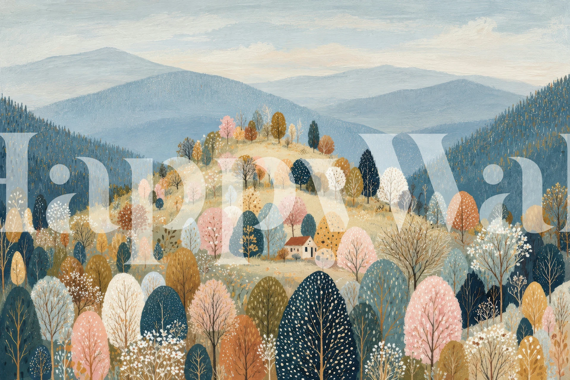 Mountain forest wallpaper in a cozy room (10/10)