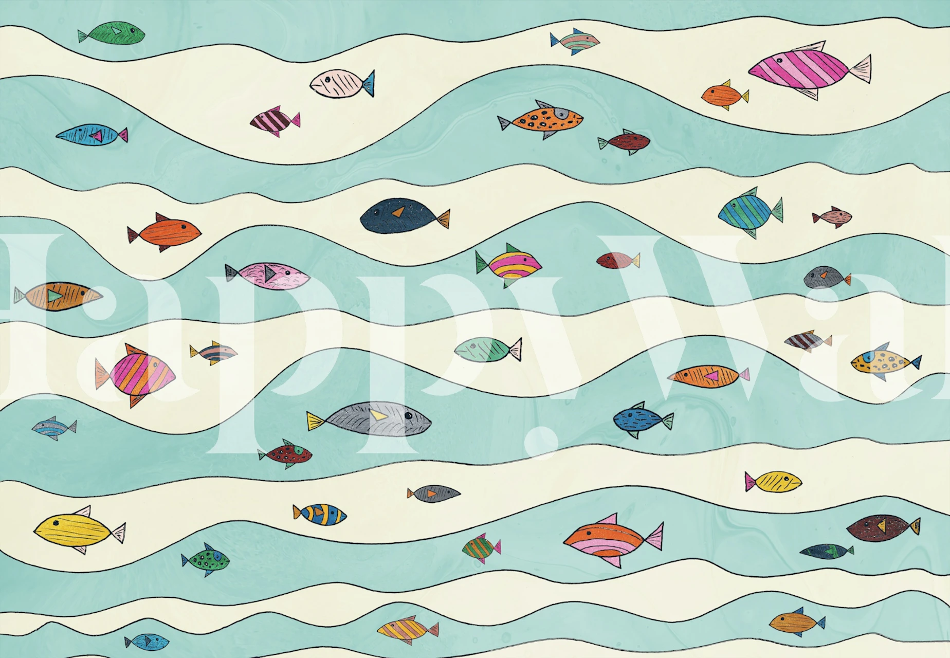 Daylight Tropical Fish Carnival wallpaper in a room