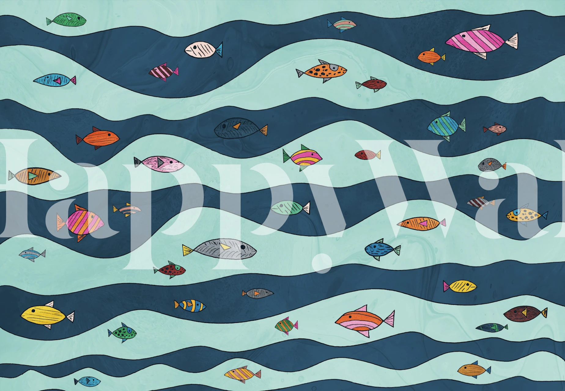 Midnight Tropical Fish Carnival tapetdesign