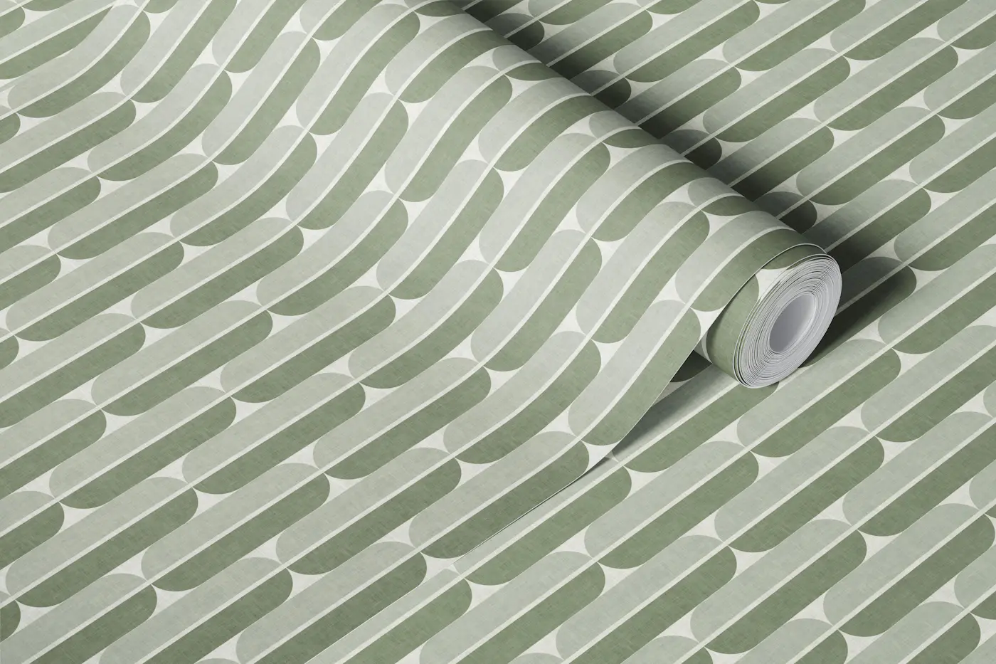 Mid Century Geometric - Sage Green wallpaper roll
