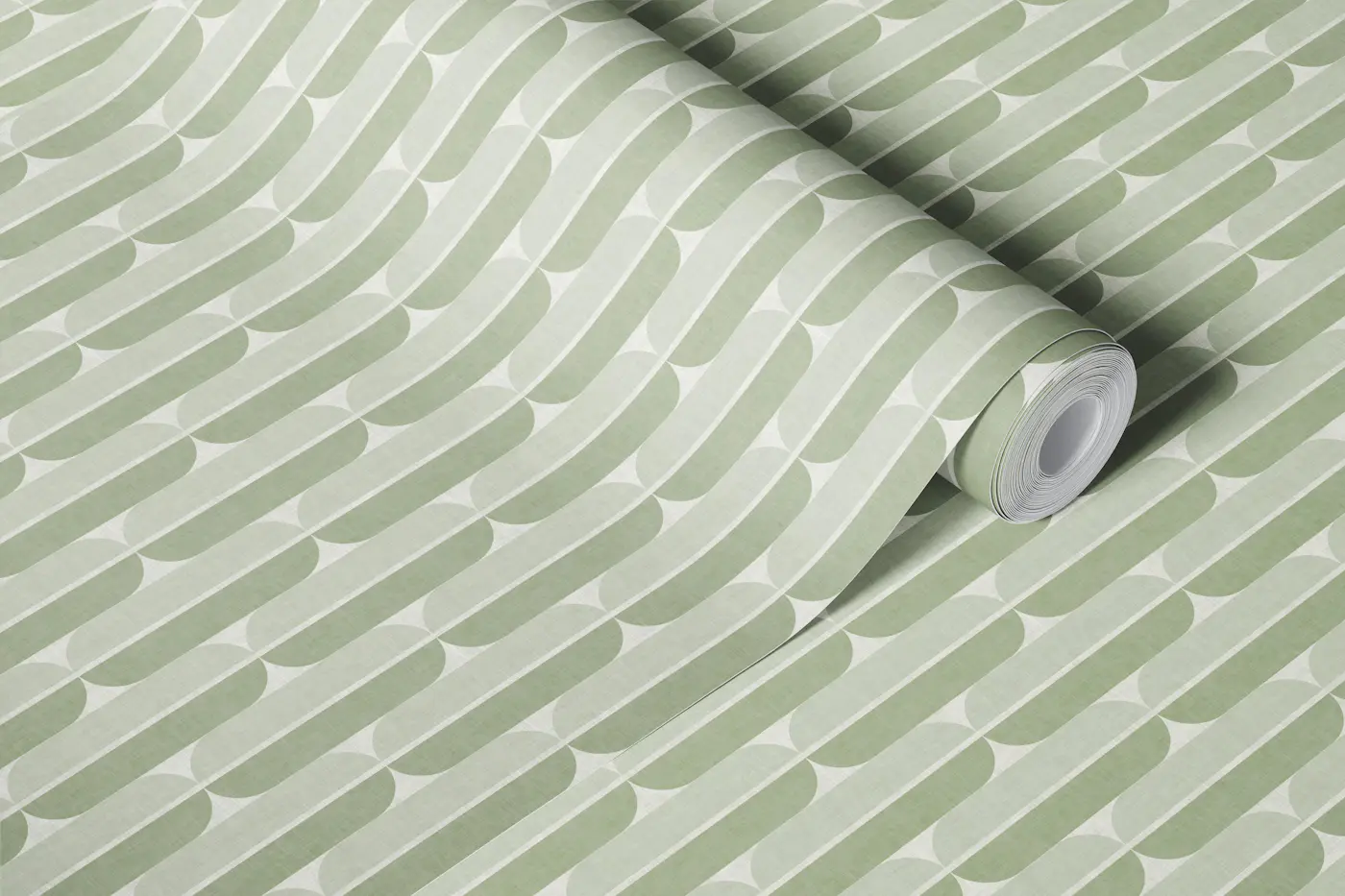 Mid Century Geometric - Grey Olive Green wallpaper roll