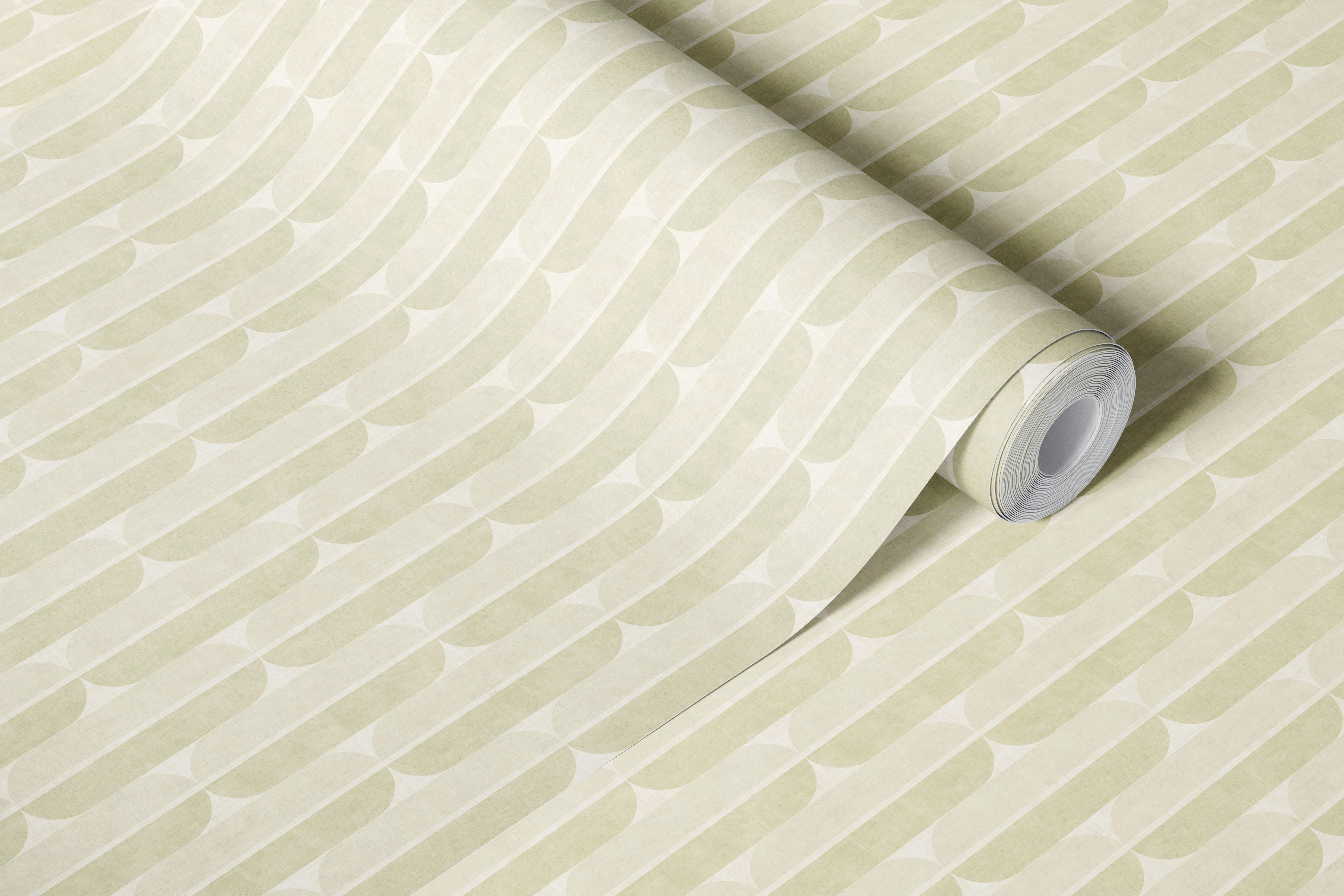Mid Century Geometric - Antique Cream wallpaper in a room