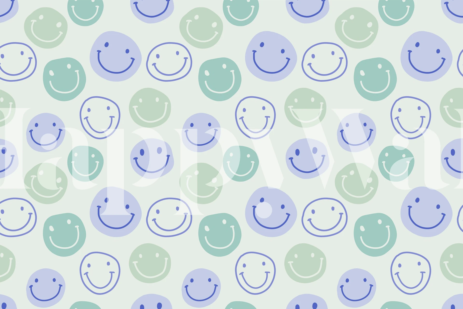 Groovy happy blue tapetdesign i et rom