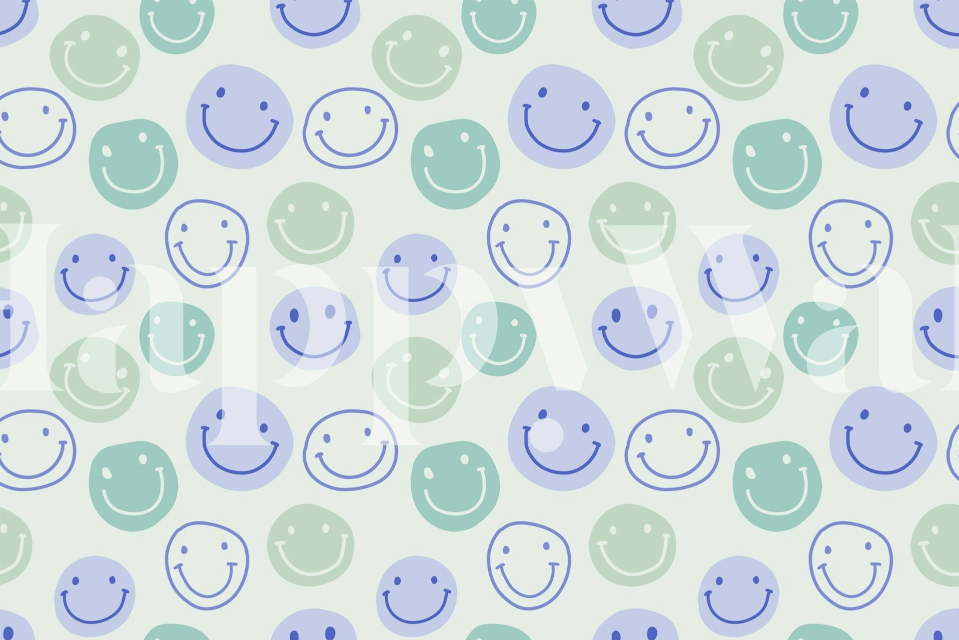 Groovy happy blue tapetdesign i ett rum