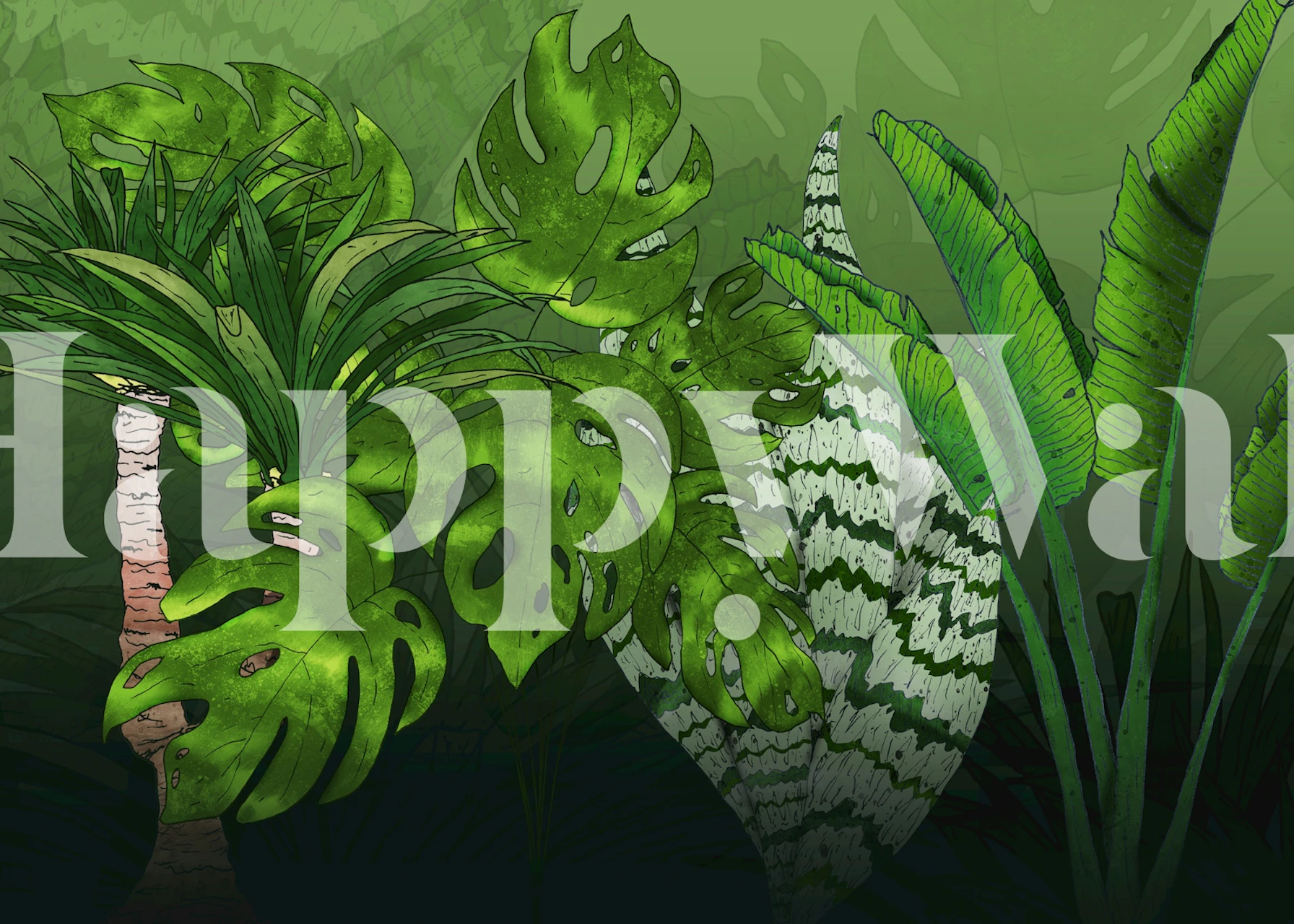 Tropical Jungle Garden wallpaper in a room