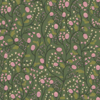 Wild Strawberry Forest Green tapete