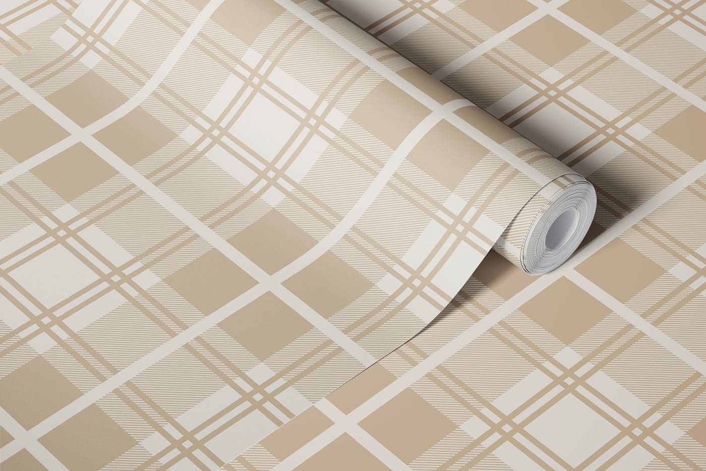 Warm Minimalist Tartan Check Plaid wallpaper roll
