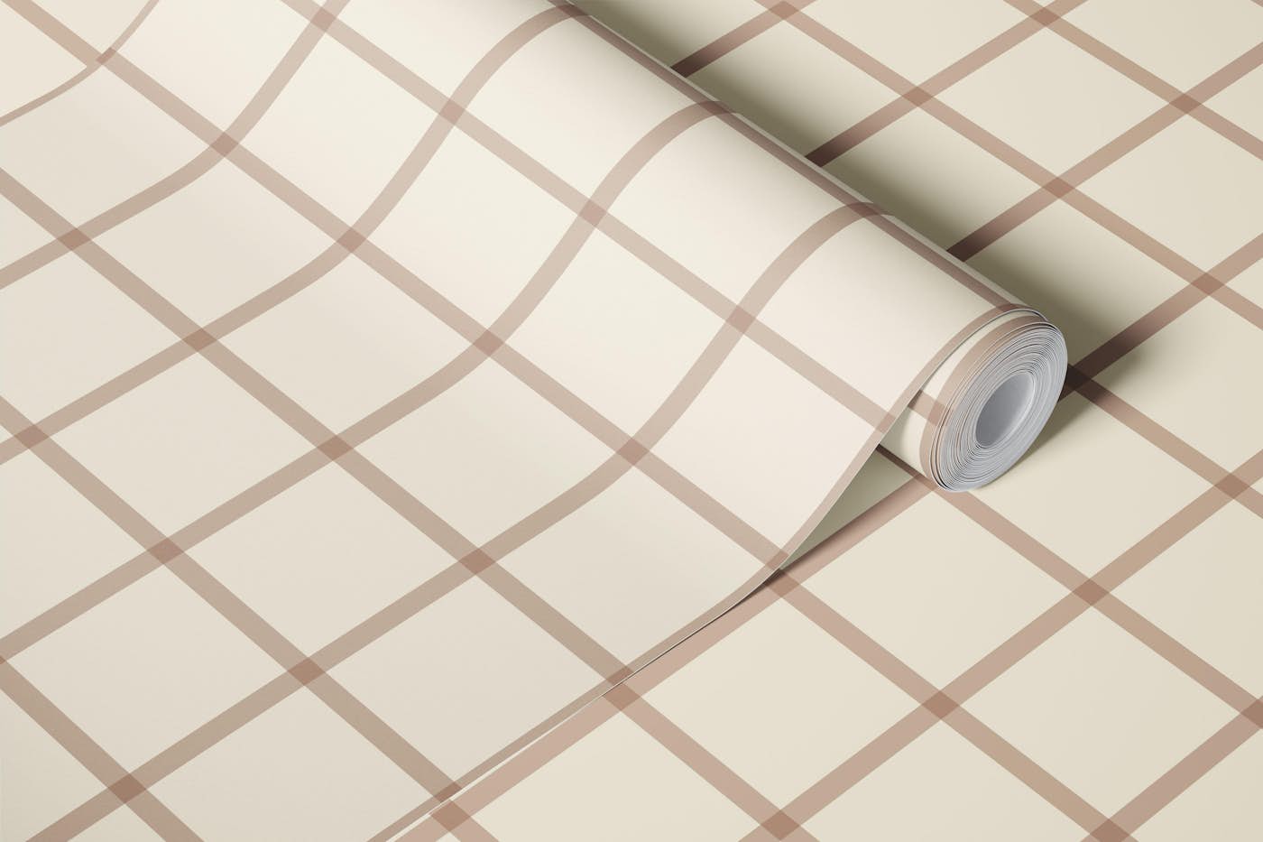 Country Window Check - Mocha On Cream - med s wallpaper roll