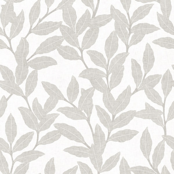 Textured Leaf Botanical - Light Brown & White
