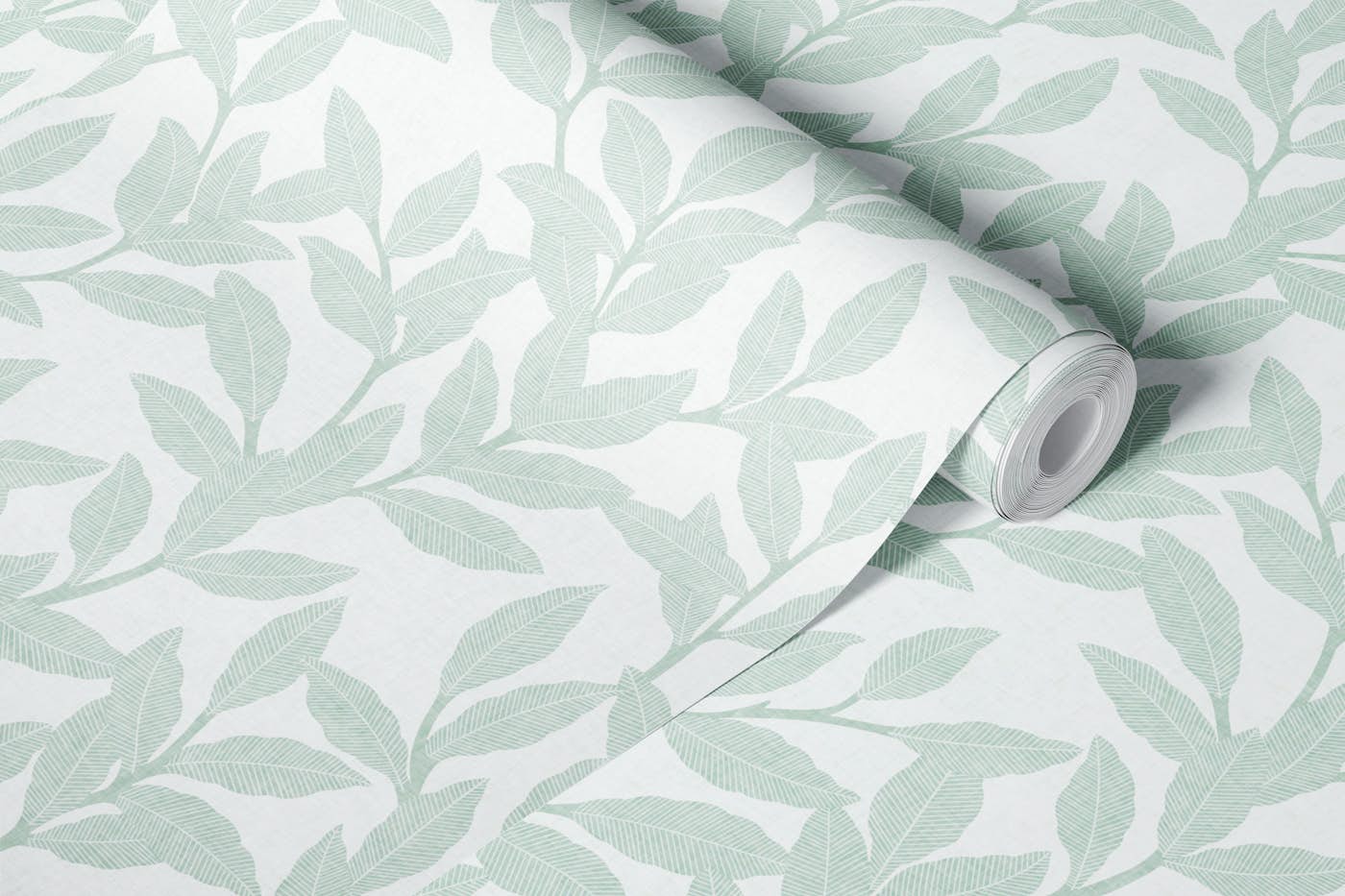 Textured Leaf Botanical - Blue Grey wallpaper roll