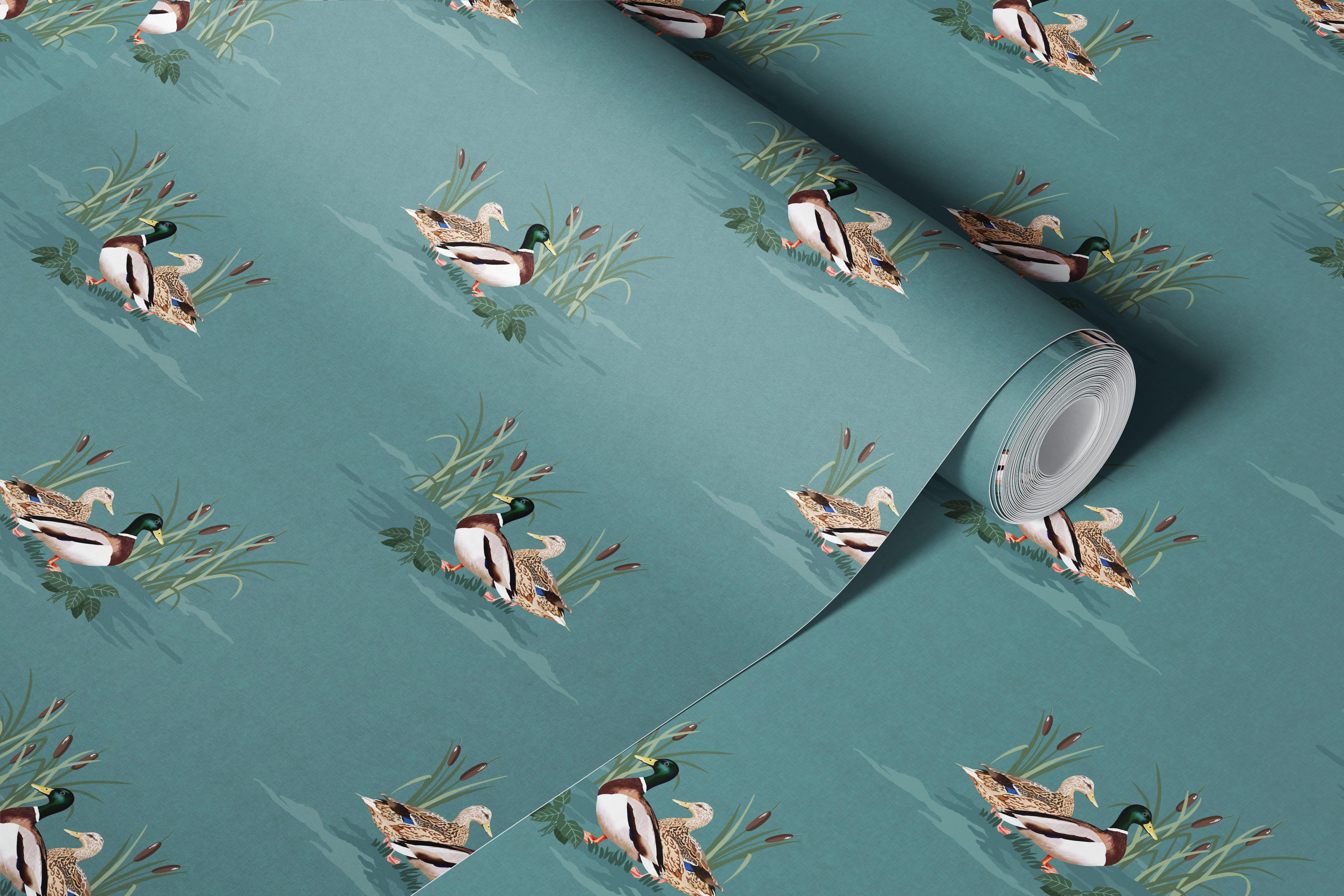 Country Duck tapet i dyb tealblå