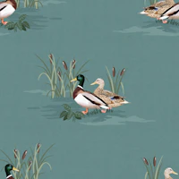 Country Ducks - Deep Teal Blue wallpaper