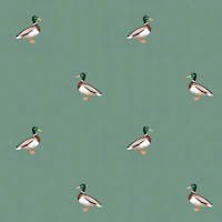 Country Mallard Duck - Mid Green wallpaper