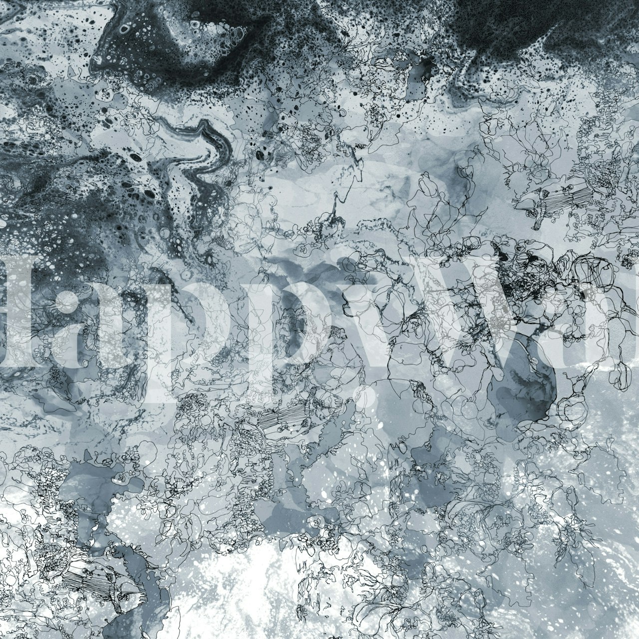 Papel tapiz Oceanic Ink Swirl en una sala