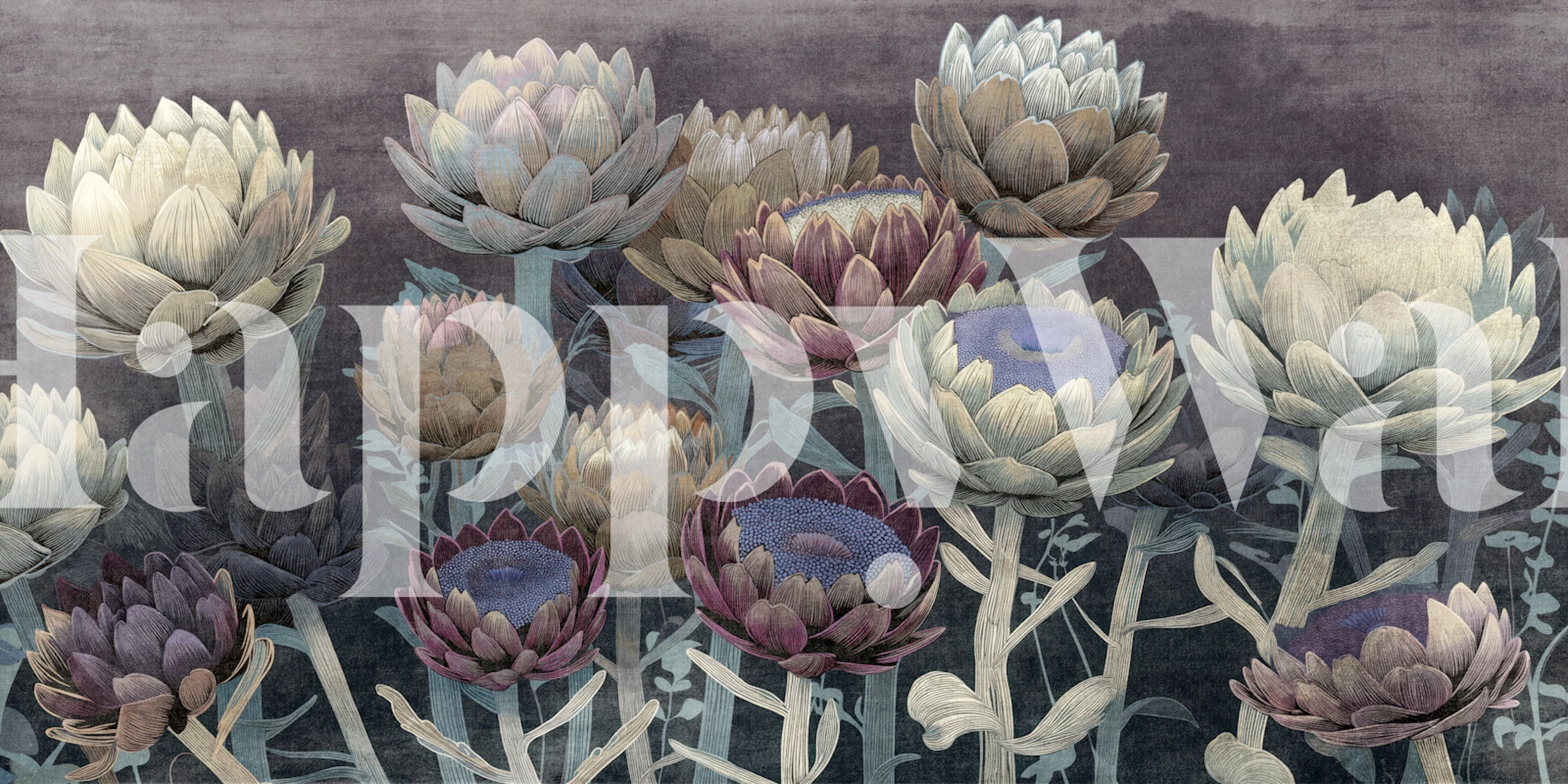 Ethereal garden wallpaper med midnight flowers