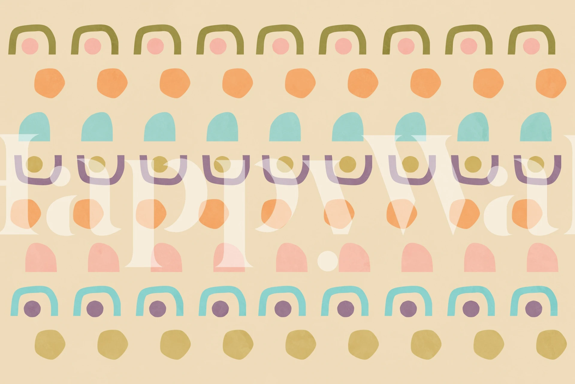 Playful Retro Design papel de parede em um quarto