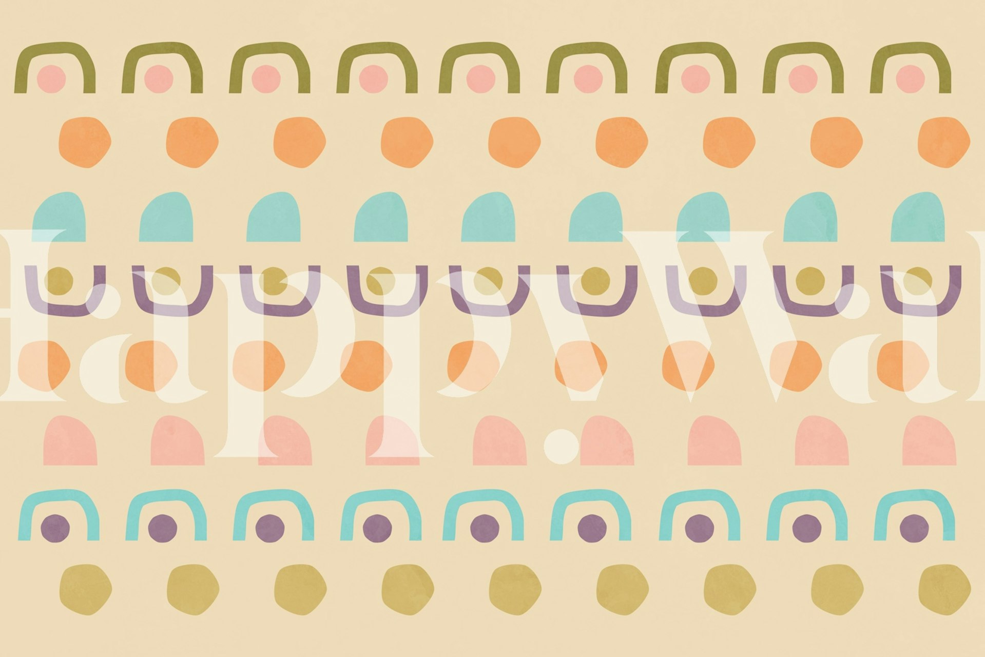 Playful retro design wallpaper in a room