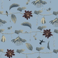 Passion Flower - Blue papel pintado