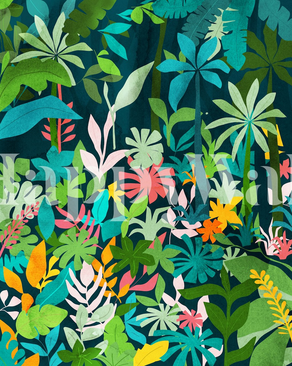 Midnight Jungle tapetdesign i et rom