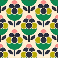 Vibrant modern retro florals green pink ταπετσαρία