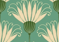 Soft Jade Green Retro Floral Large Flowers ταπετσαρία