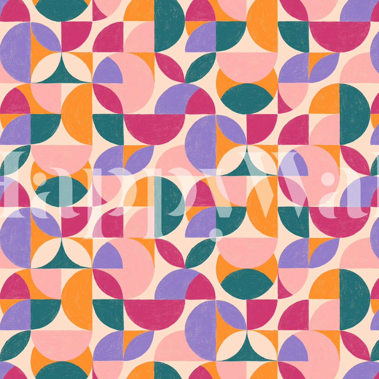 Dizajn tapete Playful Circle Mosaic u sobi