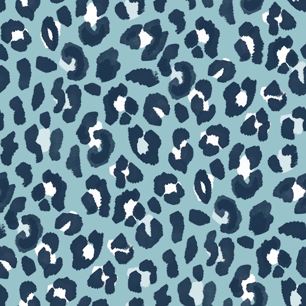 Navy and Teal Blue Leopard Print