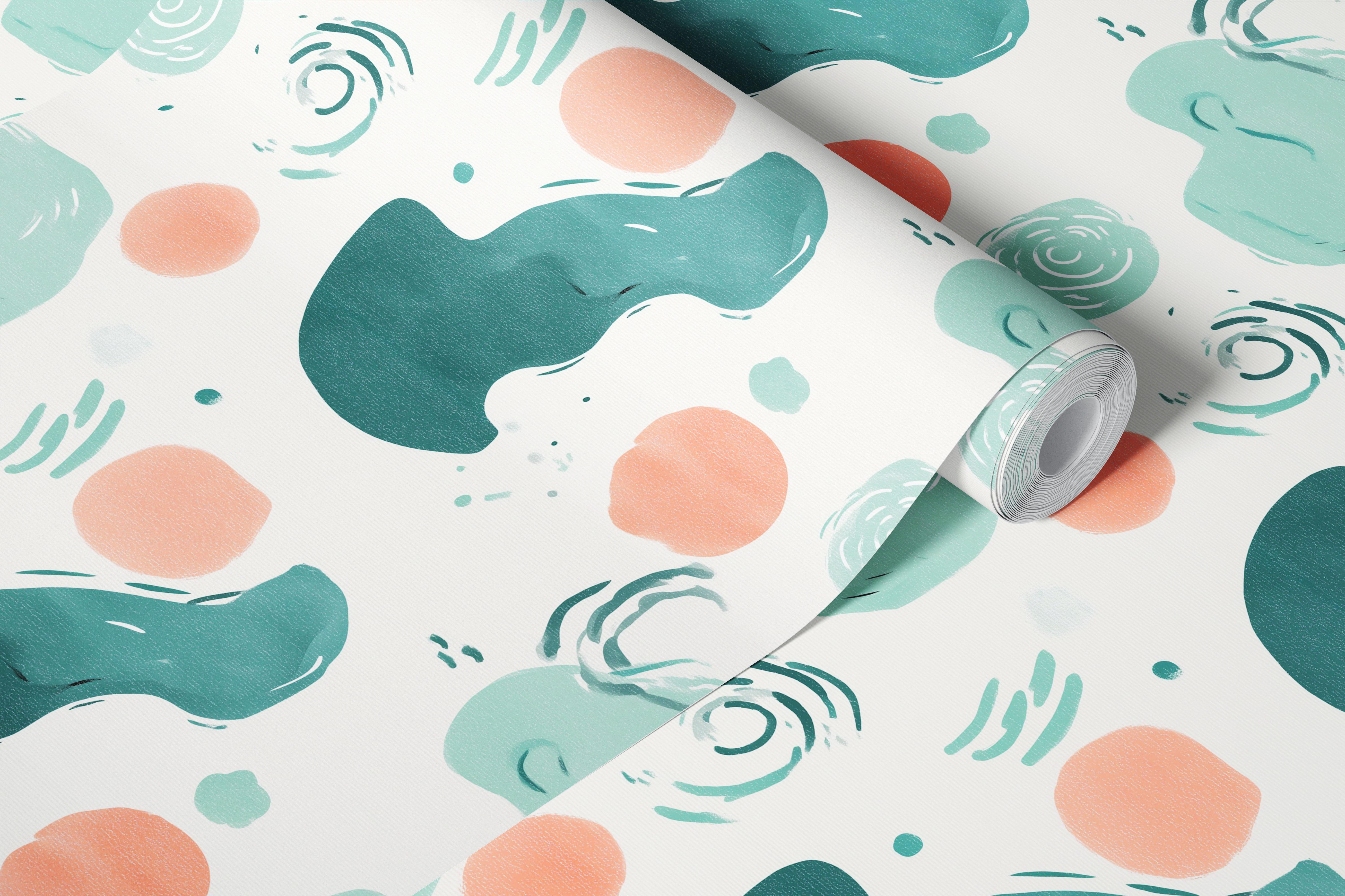 Tapeta Serene Abstract Dots w pokoju