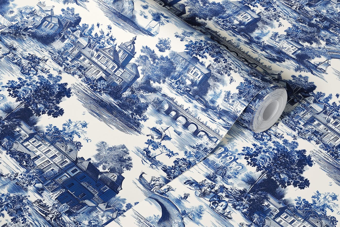 Vintage Blue Scenic Escape wallpaper roll