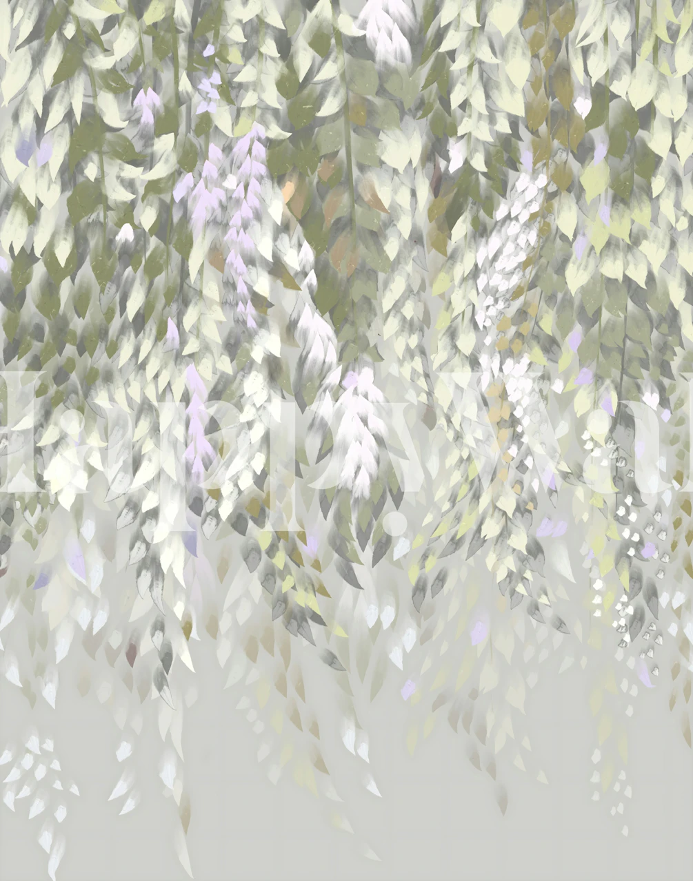 Papel de parede Vines Leafy Cascade apresentado em um quarto