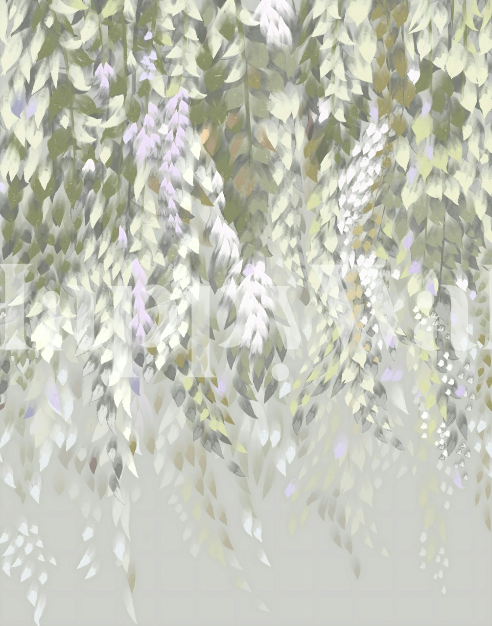 Papel de parede Vines Leafy Cascade apresentado em um quarto