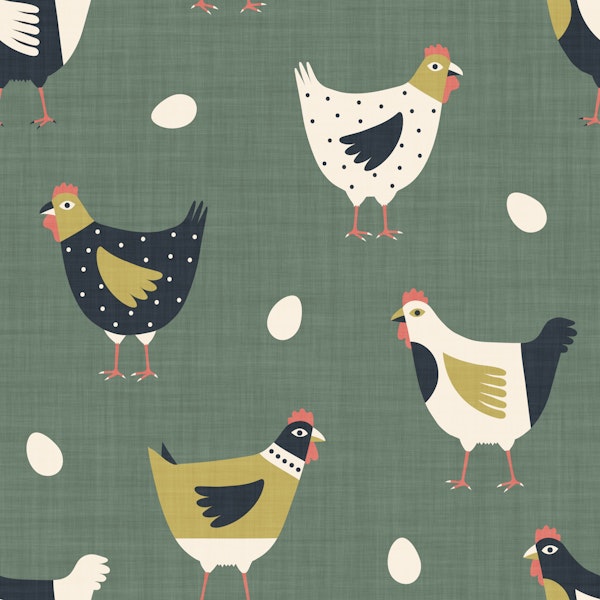 Countryside farm chicken green