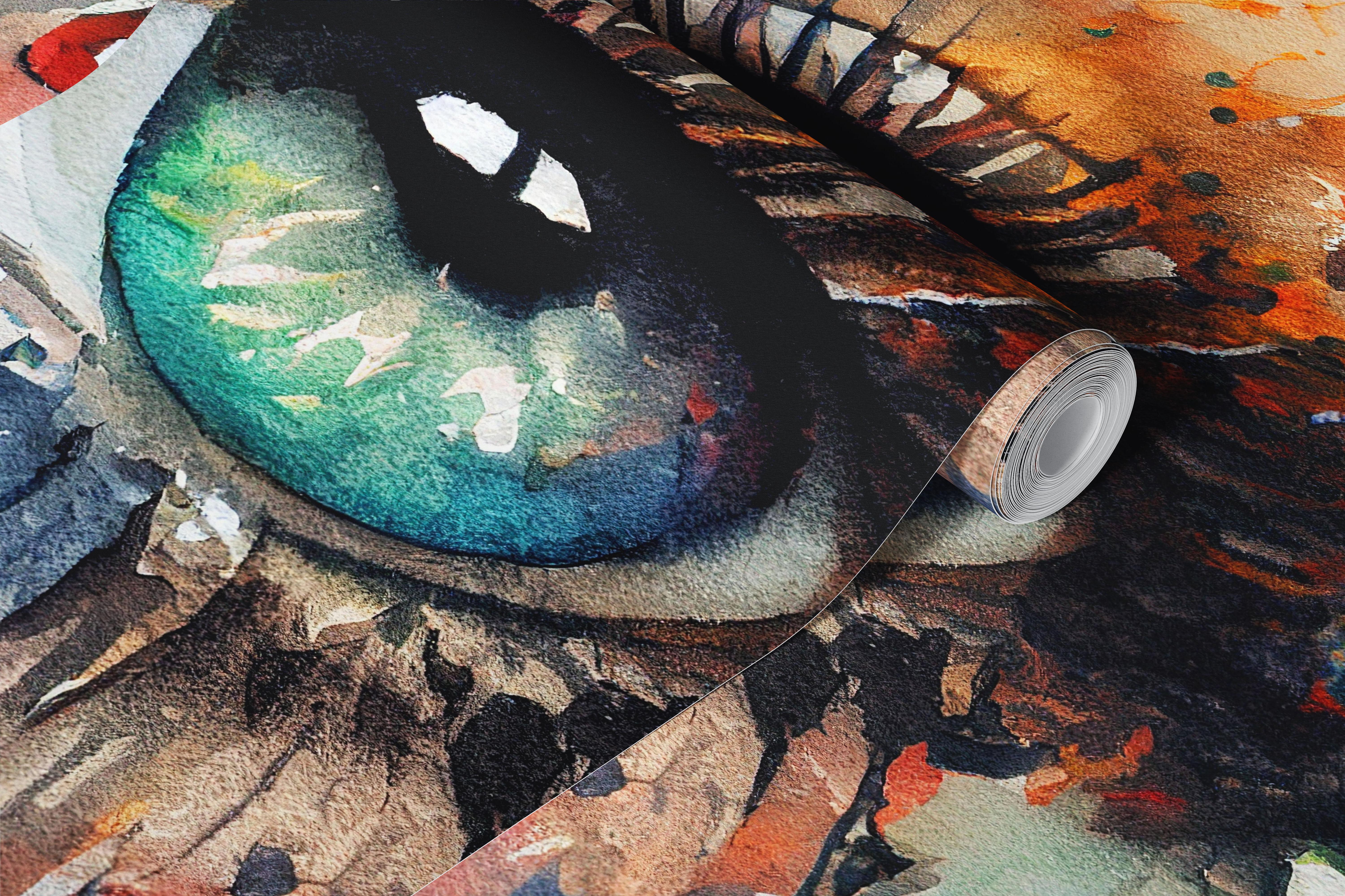 Watercolor eye portrait with teal and earthy tones wallpaper