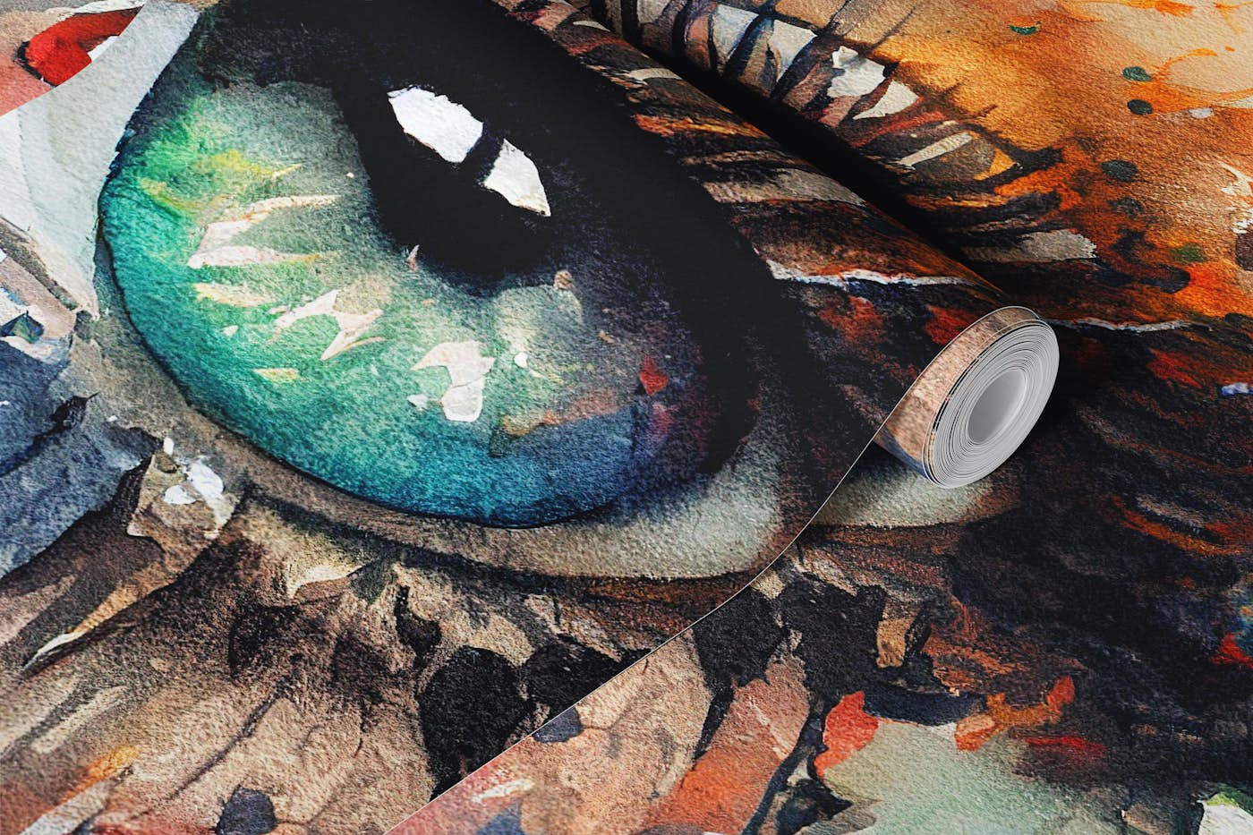 Emerald Gaze Watercolor Eye Portrait wallpaper roll