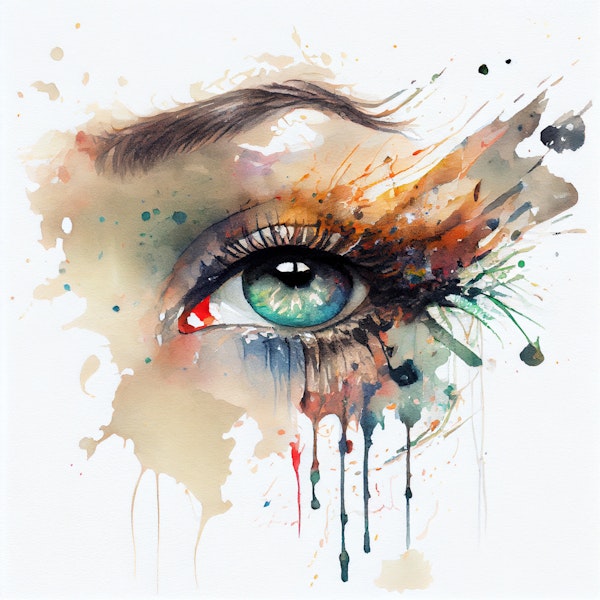 Emerald Gaze Watercolor Eye Portrait
