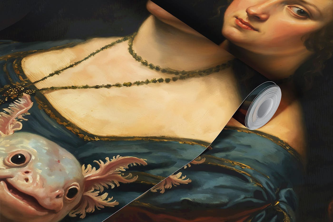 Lady with an Axolotl wallpaper roll