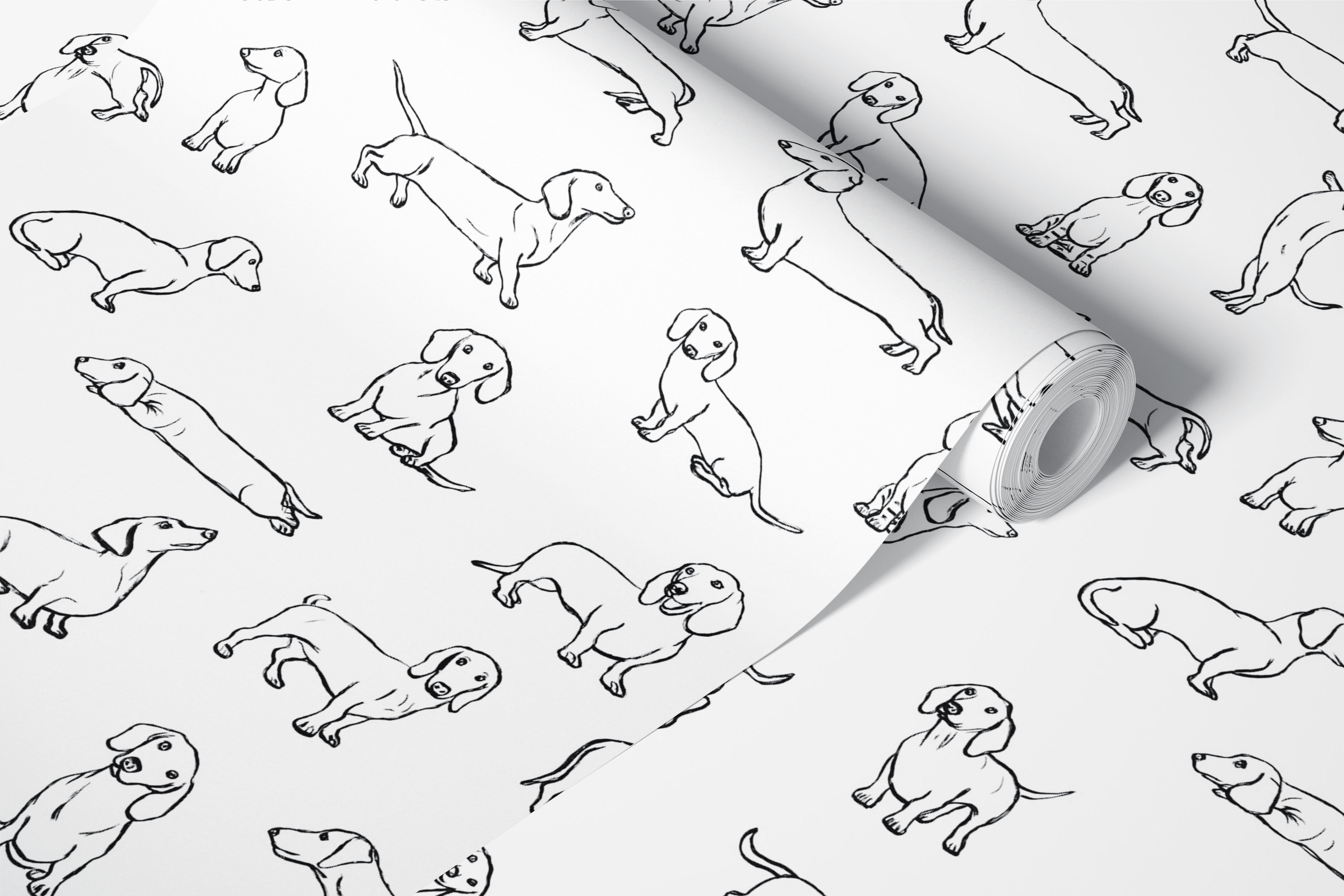 Dachshunds Handmade Doodles tapet i et rum