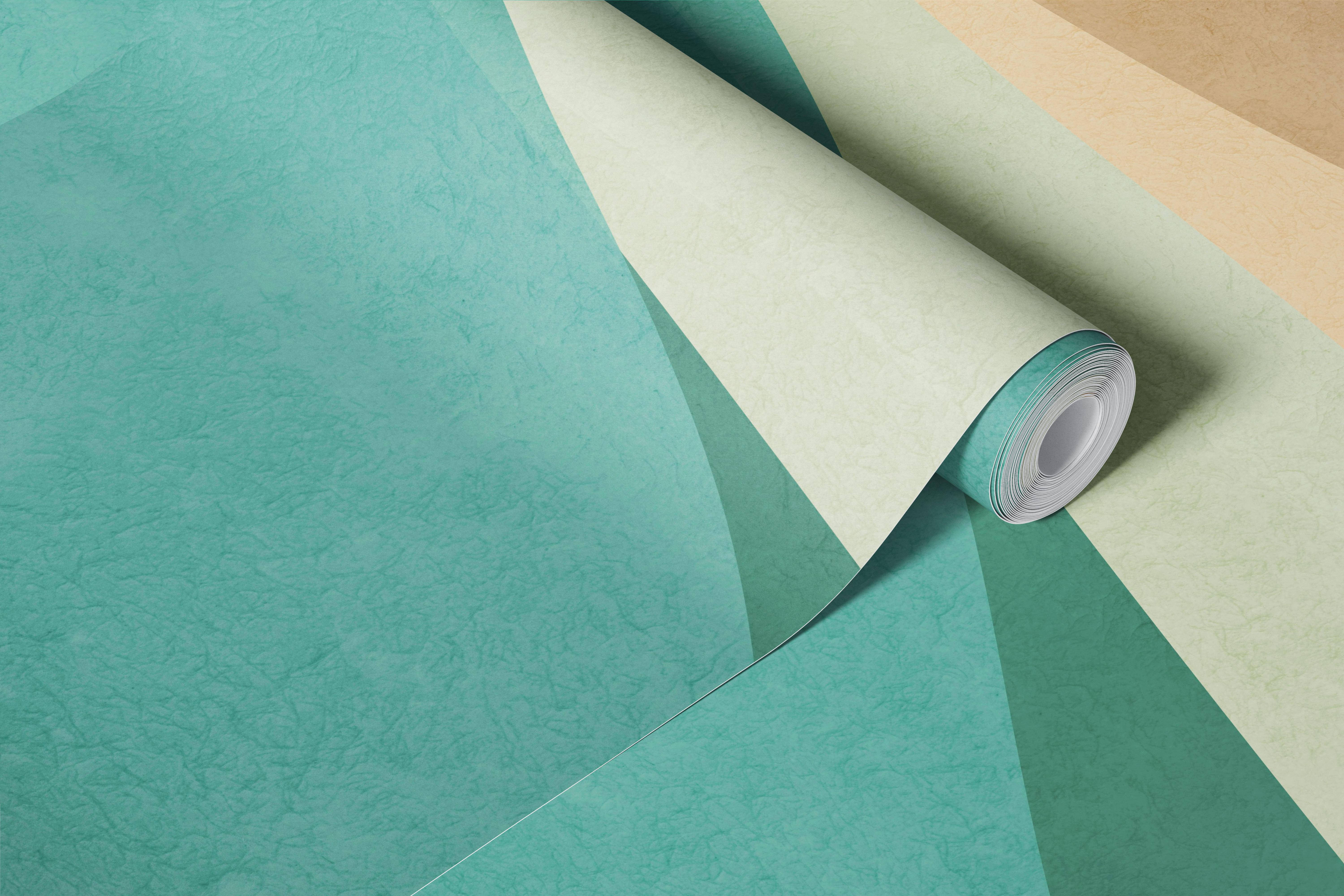 Abstract ripple patterns in earthy tones blue, beige, and green wallpaper