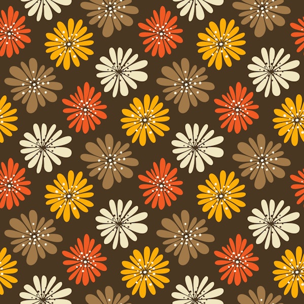 Retro Daisy Bloom Fiesta Yellow Brown